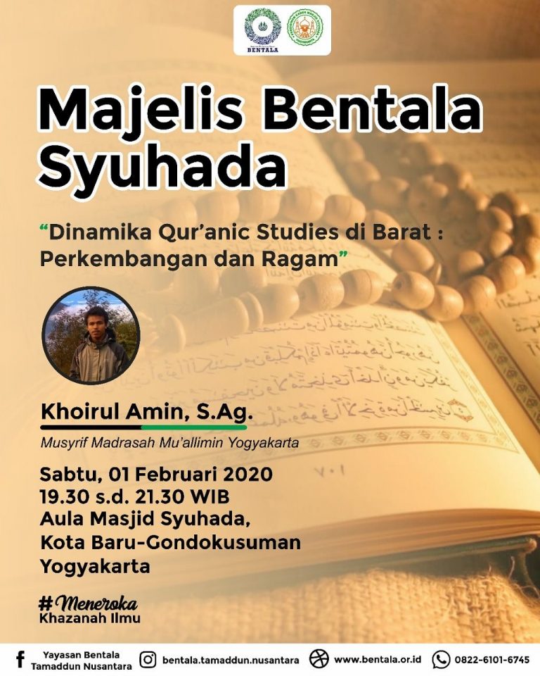 MBS 01 Februari 2020 – Dinamika Qur’anic Studies di Barat: Perkembangan dan Ragam